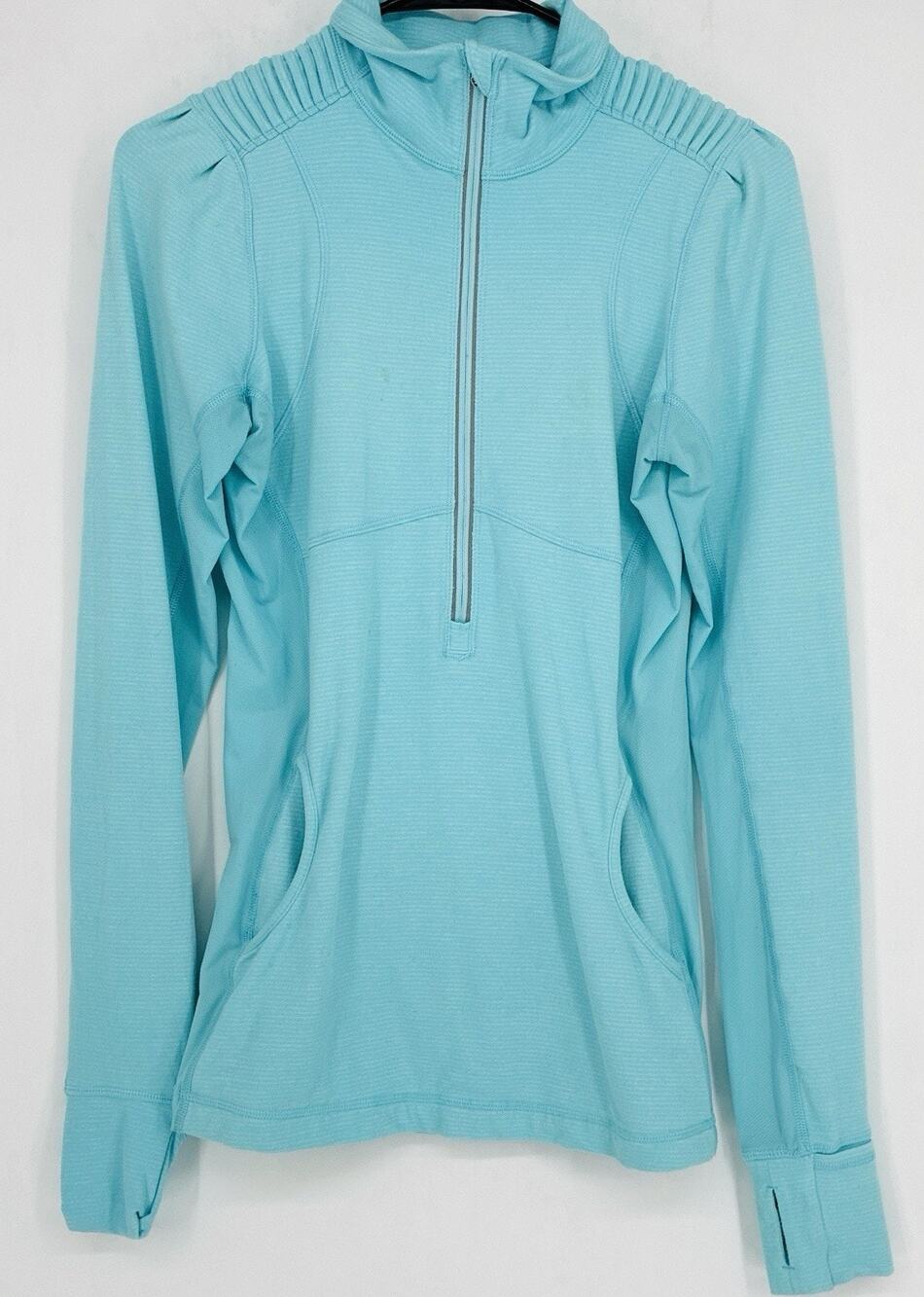 Lululemon Run Full Tilt Half Zipper Pullover Ruffle Women's Size 8 Light Blue